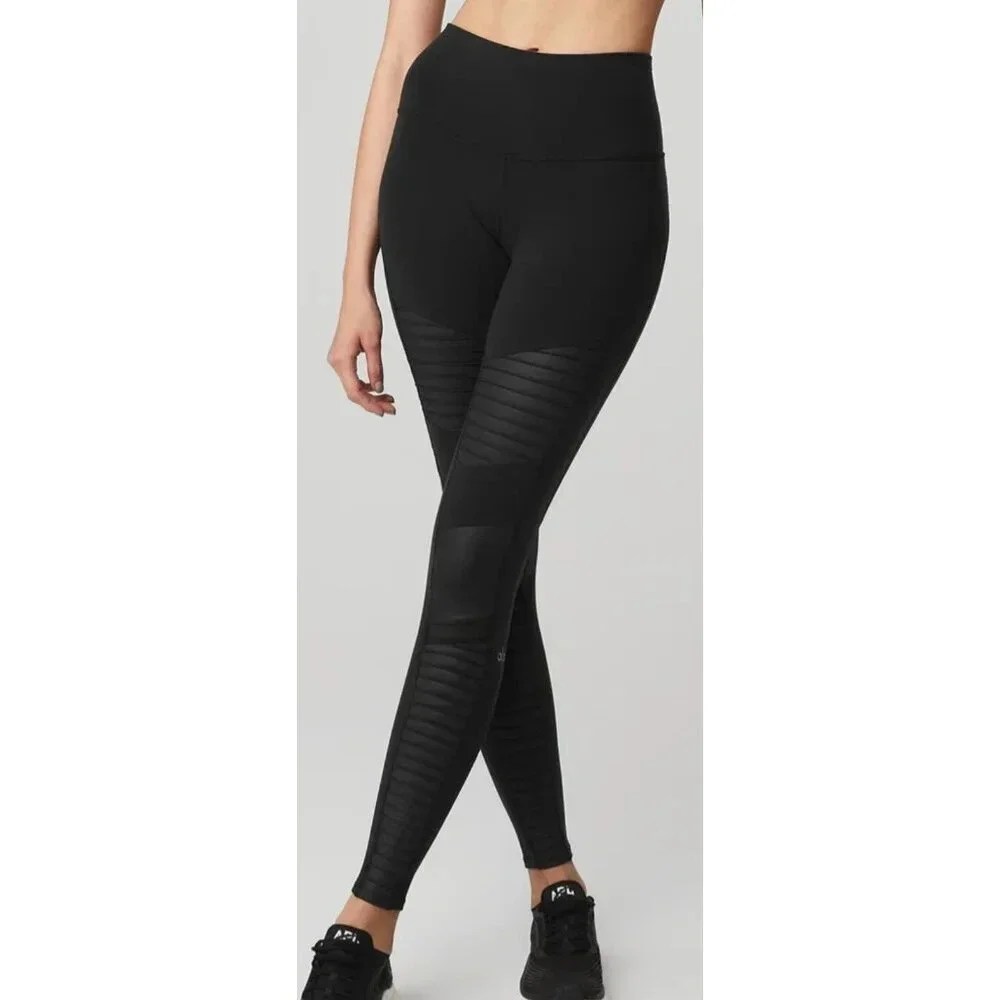 Alo High Waisted Black Moto Leggings-sz Small